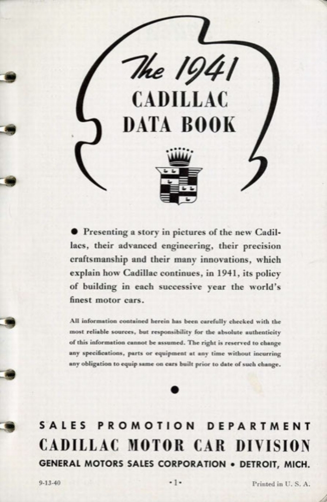 1941 Cadillac Salesmans Data Book Page 20